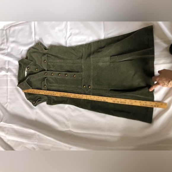 90s Olive Green Corduroy Mini Dress - Picture 9 of 15